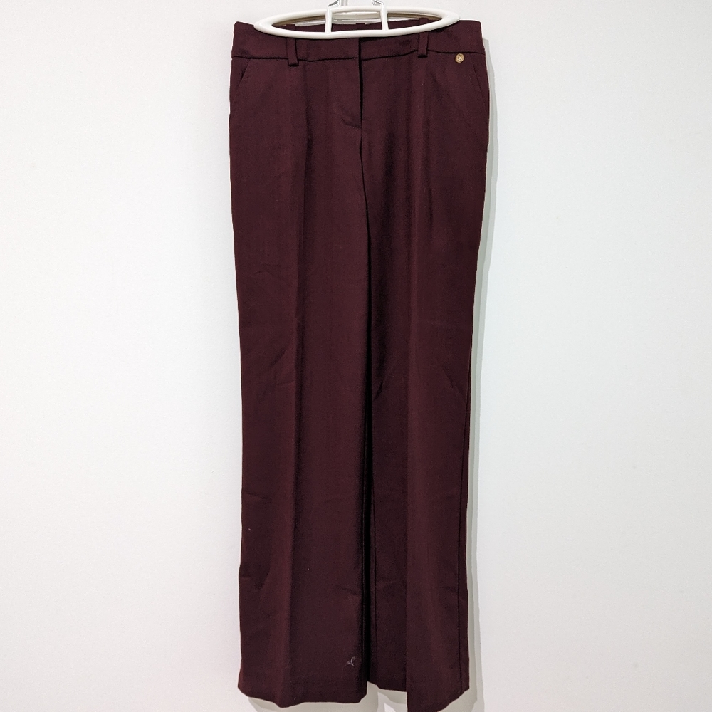 Mid rise wide leg merlot pants